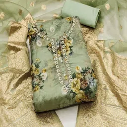 Lilots Organza Unstitched Dress Material image 1