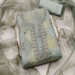 Lilots Organza Unstitched Dress Material image 1