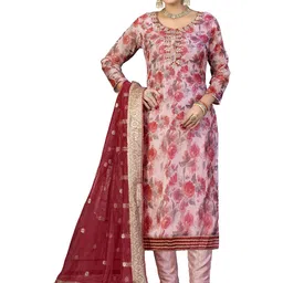 MANVAA Floral Printed Organza Unstitched Dress Material-picture-30