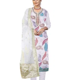 MANVAA Embellished Organza Unstitched Dress Material-picture-14