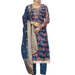 MANVAA Abstract Embroidered Zari Unstitched Dress Material-picture-12