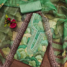 KALINI Embellished Organza Unstitched Dress Material-picture-33