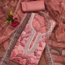 KALINI Embellished Organza Unstitched Dress Material-picture-11