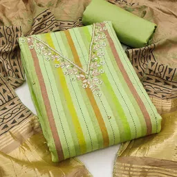 KALINI Striped Unstitched Dress Material-image-41