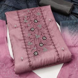 MANVAA Floral Embroidered Sequinned Unstitched Dress Material-picture-34