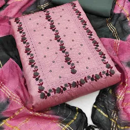 KALINI Floral Embroidered Sequinned Unstitched Dress Material-image-78