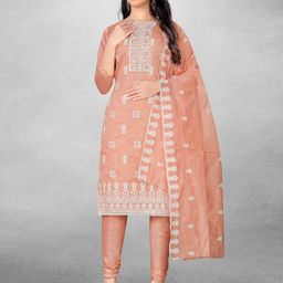MANVAA Floral Embroidered Mirror Work Unstitched Dress Material-picture-3