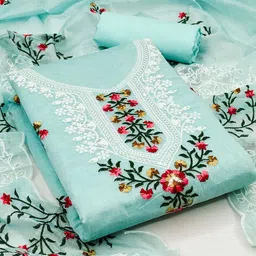 Panzora Embroidered Art Silk Unstitched Dress Material-picture-38