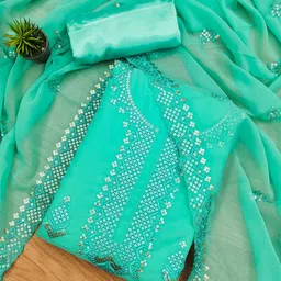 KALINI Ethnic Motifs Sequinned Embroidered Unstitched Dress Material image 1