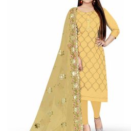 MANVAA Floral Embroidered Unstitched Dress Material-picture-1
