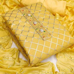 MANVAA Geometric Embroidered Gotta Patti Unstitched Dress Material-picture-10