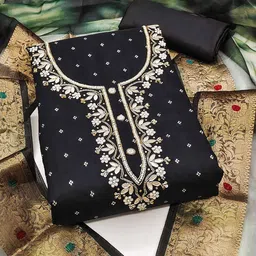 Peachmode Woven Design Beads & Stones Chanderi Silk Unstitched Dress Material-picture-24
