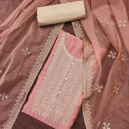 KALINI Floral Embroidered Sequinned Unstitched Dress Material-picture-27