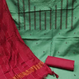 Panzora Floral Embroidered Unstitched Dress Material image 2