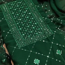 MANVAA Ethnic Motifs Embroidered Sequinned Unstitched Dress Material image 2