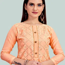 MANVAA Embroidered Gotta Patti Chanderi Cotton Unstitched Dress Material image 5