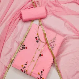 KALINI Floral Embroidered Unstitched Dress Material image 4