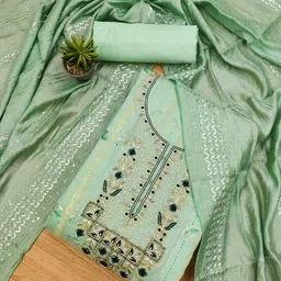 KALINI Ethnic Motifs Sequinned Embellished Unstitched Dress Material image 2