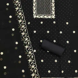 KALINI Ethnic Motifs Embroidered Thread Work Detailed Unstitched Dress Material image 3