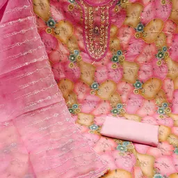 KALINI Embroidered Organza Unstitched Dress Material image 3