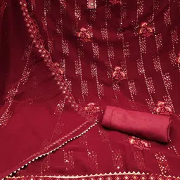 MANVAA Embroidered Georgette Unstitched Dress Material image 4