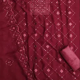 MANVAA Embroidered Georgette Unstitched Dress Material image 5