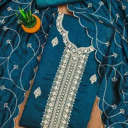 KALINI Embroidered Unstitched Dress Material image 5