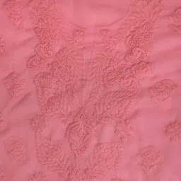 ADA Peach-Coloured Embroidered Georgette Unstitched Dress Material image 3