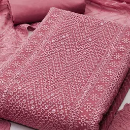 KALINI Ethnic Motifs Embroidered Sequinned Unstitched Dress Material image 3