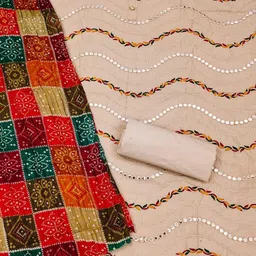 Panzora Geometric Embellished Unstitched Dress Material image 2