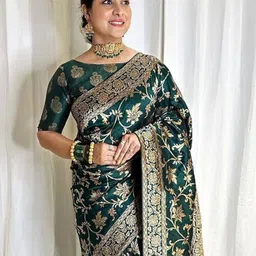 KALINI Ethnic Woven Design Zari Silk Cotton Kanjeevaram Saree image 5