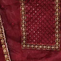 KALINI Embroidered Organza Unstitched Dress Material image 2