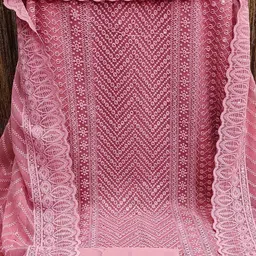 KALINI Ethnic Motifs Embroidered Sequinned Unstitched Dress Material image 4