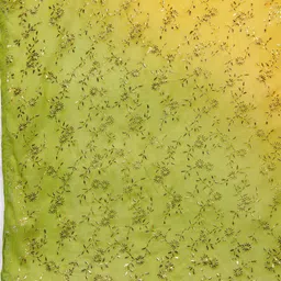 KALINI Green & Yellow Printed Unstitched Dress Material image 2