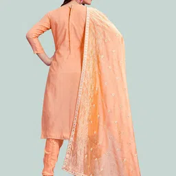 MANVAA Embroidered Gotta Patti Chanderi Cotton Unstitched Dress Material image 3