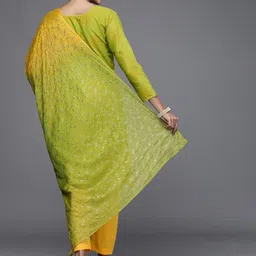 KALINI Green & Yellow Printed Unstitched Dress Material image 4