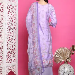 Stylee LIFESTYLE Printed Satin Unstitched Dress Material image 2