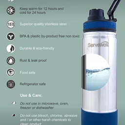 Servewell Thundar -SS Blue Vaccum Water Bottle 725ml image 5