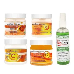 BEAUCODE BIOCARE 5Pcs Vitamin C Facial Kit 250g Each With Aloe Vera & Neem Face Wash 100ml-picture-39