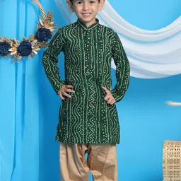VASTRAMAY Boys Bandhani Printed Mandarin Collar Kurta with Patiala image 5