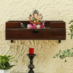 d'dass Brown Pine Wood Pooja Mandir Without Door By D Dass image 1