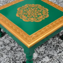 Lal Haveli Green Wooden Square choki image 3