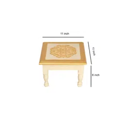 Lal Haveli Off White Wooden Square Chowki image 3