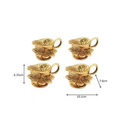 HANDICRAFTS PARADISE 4-Pcs Gold Toned Chirag Shaped Diyas image 3