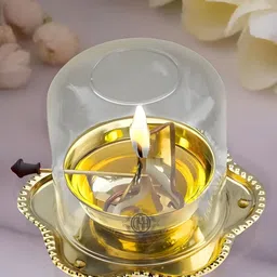 DSH Crafting Your Curiosity Gold-Toned Brass Diya With Lid Pooja Essentials image 5