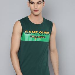 Alcis Men Green Typography Printed Slim Fit Running T-shirt-picture-11