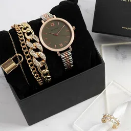 JOKER & WITCH Women Gold & Rose Toned Watch Gift Set JWLT543-picture-24