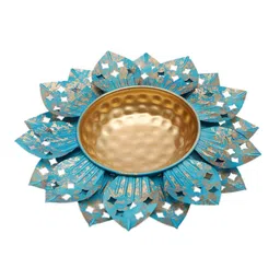 amaya decors Blue Flower Cut Urli image 4