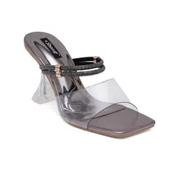 Sherrif Shoes Women Open Toe Embellished Party Slim Heels image 2