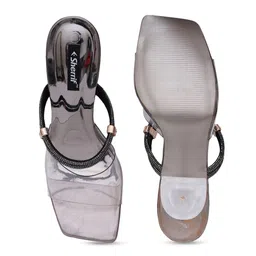Sherrif Shoes Women Open Toe Embellished Party Slim Heels image 4